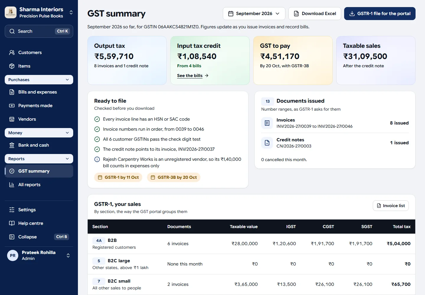 Precision Pulse Books GST summary ready to file