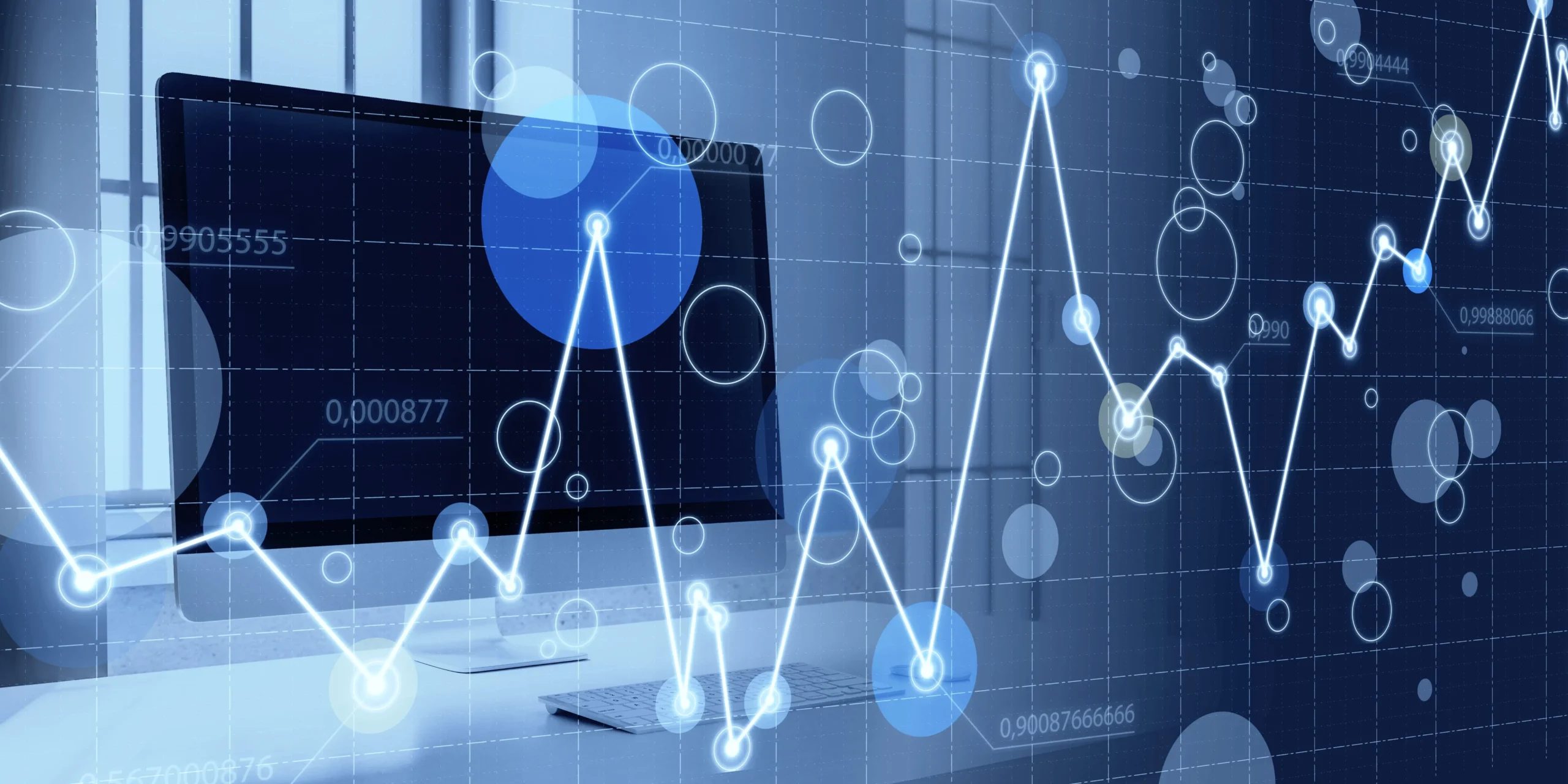 Business analytics dashboard on computer monitor — Precision Pulse